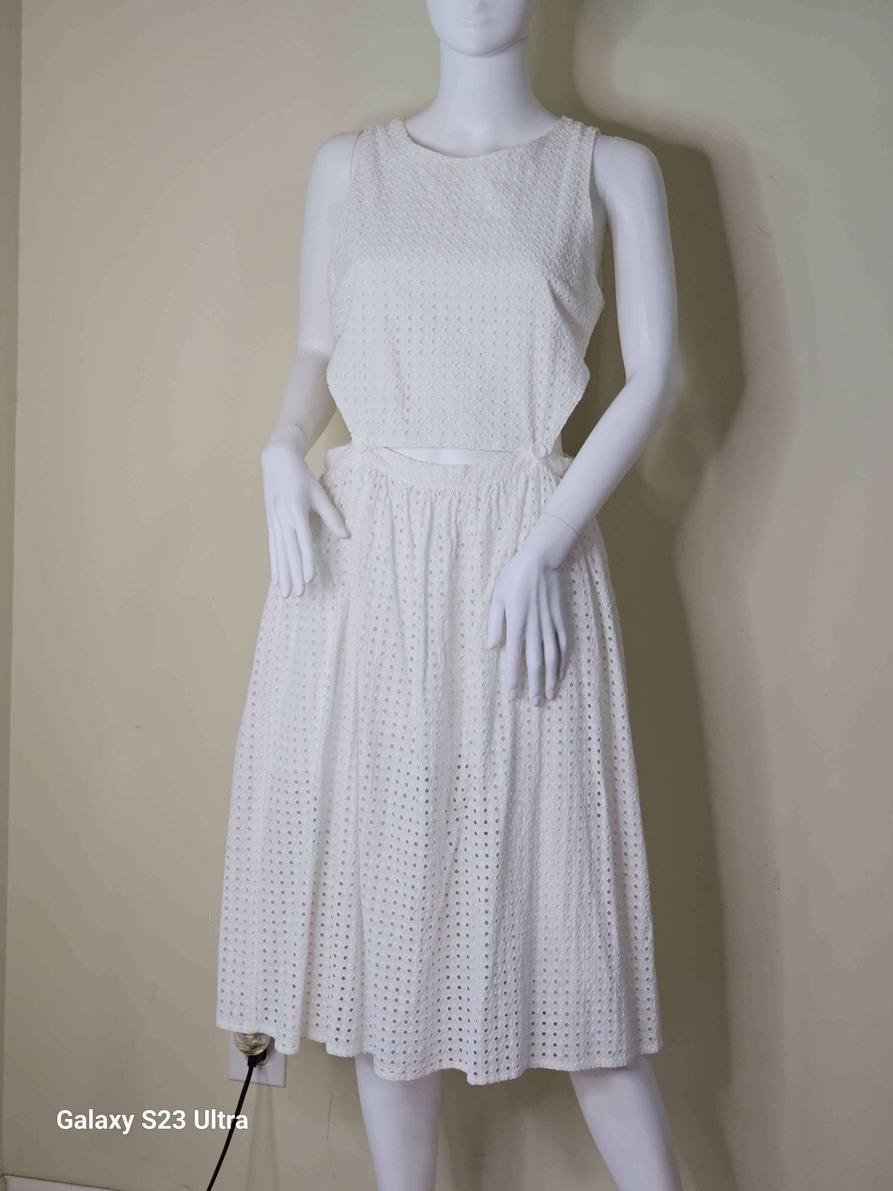 Topshop White Eyelet Sleeveless Summer Dress